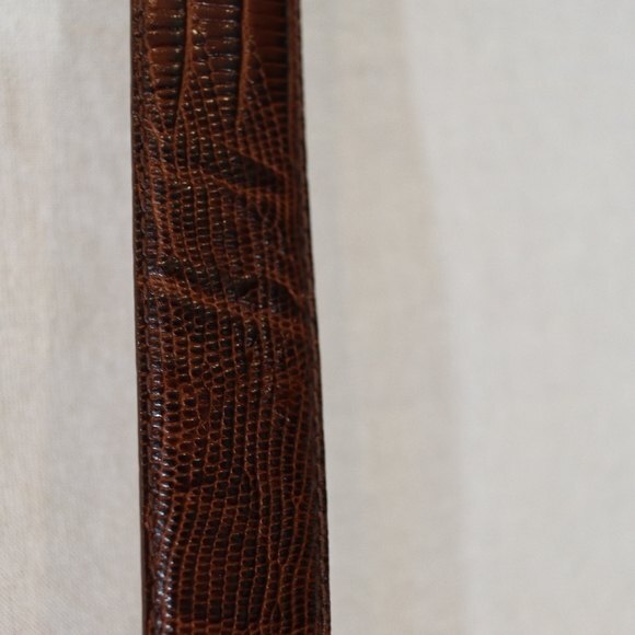 Arden Leather Lizard Embossed Calfskin Belt Brown, Silver hardware size Large - Picture 12 of 16